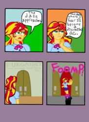 Size: 1700x2338 | Tagged: safe, artist:oneovertwo, sunset shimmer, oc, equestria girls, g4, comic, purgatory