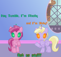 Size: 600x560 | Tagged: safe, dinky hooves, ruby pinch, robot, ask the filly bots, g4, ask, tumblr