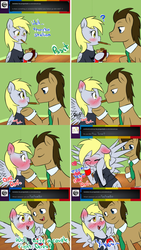 Size: 1280x2264 | Tagged: safe, artist:usagifriday, derpy hooves, doctor whooves, time turner, pegasus, pony, ask otaku derpy, g4, ask, female, male, mare, pocky, ship:doctorderpy, shipping, straight, tumblr