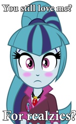 Size: 628x1024 | Tagged: safe, sonata dusk, human, equestria girls, g4, my little pony equestria girls: rainbow rocks, blushing, bronybait, cute, female, for realzies, frown, image macro, looking at you, love, meme, solo, surprised, waifu, wide eyes