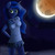 Size: 2399x2388 | Tagged: safe, artist:plazyma, princess luna, anthro, g4, clothes, female, high res, moon, necklace, shirt, skirt, smiling, solo