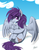 Size: 1998x2548 | Tagged: safe, artist:prismspark, oc, oc only, oc:morning glory (project horizons), pegasus, pony, fallout equestria, fallout equestria: project horizons, branded, butt, cloud, cloudy, dashite, dashite brand, eye clipping through hair, eyebrows, eyebrows visible through hair, female, female oc, frog (hoof), looking at you, mare, mare oc, on a cloud, plot, sitting, sitting on a cloud, solo, spread wings, underhoof, wings