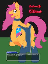 Size: 960x1280 | Tagged: safe, artist:slimeyjenkins, scootaloo, ask the scootattorney, g4, behind, belly, butt, clothes, costume, kitana, mortal kombat, older, older scootaloo, plot, pregnant, scootabutt
