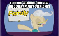 Size: 540x333 | Tagged: safe, mayor mare, g4, discovery family, heresy, i for one welcome our new overlords, image macro, kent brockman, male, meme, network heresy, the mayor is a spy., the simpsons, traitor