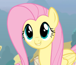Size: 415x353 | Tagged: safe, edit, edited screencap, screencap, fluttershy, pegasus, pony, g4, it ain't easy being breezies, season 4, cropped, cute, female, folded wings, happy, mare, pink hair, pink mane, shyabetes, smiling, solo, teal eyes, wide eyes, wings, yellow body, yellow coat, yellow fur, yellow pony, yellow wings