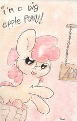 Size: 684x1066 | Tagged: safe, artist:slightlyshade, apple bloom, g4, female, open mouth, solo, traditional art