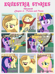 Size: 1800x2409 | Tagged: safe, artist:estories, discord, fluttershy, twilight sparkle, oc, oc:alice goldenfeather, alicorn, draconequus, pegasus, pony, comic:find yourself, g4, comic, twilight sparkle (alicorn)