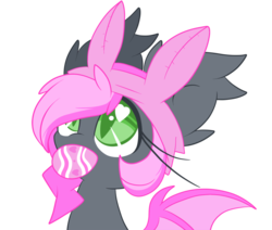 Size: 1024x870 | Tagged: safe, artist:starlightlore, oc, oc only, oc:heartbeat, bat pony, pony, bunny ears, easter, easter egg, heart eyes, simple background, transparent background, wingding eyes