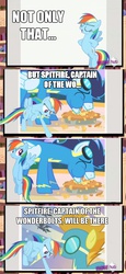 Size: 500x1090 | Tagged: safe, rainbow dash, soarin', spitfire, g4, exploitable meme, hub logo, meme, rainbow dash's slideshow