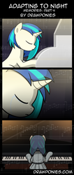 Size: 850x2000 | Tagged: safe, artist:drawponies, artist:terminuslucis, dj pon-3, vinyl scratch, pony, undead, unicorn, vampire, vampony, comic:adapting to night, comic:adapting to night: memories, g4, comic, crying, female, filly, filly vinyl scratch, immortality blues, melody song, musical instrument, piano, playing instrument, remembering, sad, woobie, younger