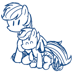 Size: 500x483 | Tagged: safe, artist:fillyscoots42, rainbow dash, scootaloo, pegasus, pony, g4, diaper, diaper fetish, female, filly, foal, hug, mare, monochrome, non-baby in diaper, poofy diaper, scootalove, tmi tuesday, winghug, wings