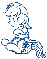Size: 500x618 | Tagged: safe, artist:fillyscoots42, rainbow dash, g4, diaper, female, monochrome, non-baby in diaper, poofy diaper, solo