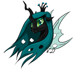 Size: 1216x1152 | Tagged: dead source, safe, artist:winterdominus, queen chrysalis, changeling, changeling queen, g4, female, smiling, solo