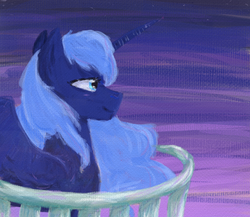 Size: 585x508 | Tagged: safe, artist:amber flicker, princess luna, lunadoodle, g4, dusk, female, oil painting, queen luna, solo, traditional art, twilight (astronomy)