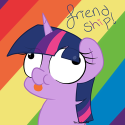 Size: 1200x1200 | Tagged: safe, artist:tralalayla, twilight sparkle, pony, unicorn, g4, bust, derp, derplight sparkle, eye clipping through hair, faic, female, mare, portrait, solo, tongue out
