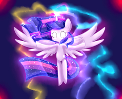 Size: 1324x1068 | Tagged: safe, artist:le-poofe, twilight sparkle, alicorn, pony, g4, twilight's kingdom, female, glowing eyes, glowing horn, horn, mare, solo, twilight sparkle (alicorn)