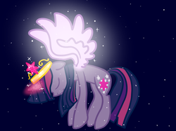 Size: 763x571 | Tagged: safe, artist:le-poofe, twilight sparkle, alicorn, pony, g4, female, glowing wings, mare, solo, twilight sparkle (alicorn)