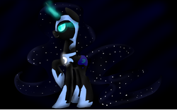Size: 885x554 | Tagged: safe, artist:le-poofe, nightmare moon, g4, female, glowing horn, horn, solo