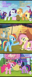 Size: 500x1188 | Tagged: safe, applejack, fluttershy, pinkie pie, rainbow dash, rarity, twilight sparkle, alicorn, pony, g4, trade ya!, bowtie, comparison, fake moustache, female, hat, hub logo, lesbian, mane six, mare, opposites attract, ship:flutterdash, ship:rarijack, ship:twinkie, shipping, twilight sparkle (alicorn)