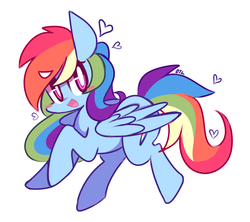 Size: 970x860 | Tagged: safe, artist:php56, rainbow dash, pegasus, pony, g4, blush sticker, blushing, cute, female, heart, mare, open mouth, signature, simple background, solo, white background, white eyes