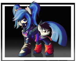 Size: 1289x1044 | Tagged: safe, artist:ruhisu, pegasus, pony, chainsaw, cheerleader, commission, cosplay, disembodied head, female, juliet starling, lollipop, lollipop chainsaw, male, mare, nightmare night, ponytails, solo, stallion, wip