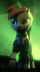 Size: 2160x3840 | Tagged: safe, artist:doritos-pope, oc, oc only, oc:littlepip, pony, unicorn, fallout equestria, 3d, cave, clothes, fanfic, fanfic art, female, high res, jumpsuit, mare, pipbuck, solo, source filmmaker, vault suit