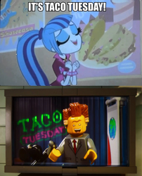 Size: 777x960 | Tagged: safe, edit, edited screencap, screencap, sonata dusk, equestria girls, g4, my little pony equestria girls: rainbow rocks, lego, lord business, sonataco, taco, taco tuesday, that girl sure loves tacos, that siren sure does love tacos, the lego movie