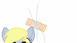 Size: 1280x720 | Tagged: safe, artist:the-paper-pony, derpy hooves, pegasus, pony, g4, animated, crack, cute, derpabetes, female, heart, mare, muffin, screensaver, simple background, tape, that pony sure does love muffins, white background