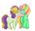 Size: 900x784 | Tagged: safe, artist:cloverminto, oc, oc only, oc:elegron, oc:greenleaves, blank flank, cute, female, heart, kissing, male, recolor, shipping, straight