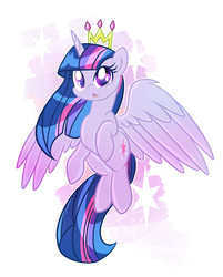 Size: 2278x2833 | Tagged: safe, artist:xwhitedreamsx, twilight sparkle, alicorn, pony, g4, cute, female, floating, high res, mare, new crown, shiny, solo, spread wings, twiabetes, twilight sparkle (alicorn)