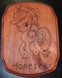 Size: 2432x3028 | Tagged: safe, artist:rekibob, applejack, g4, craft, female, high res, pyrography, solo, traditional art