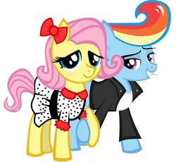 Size: 1335x1228 | Tagged: safe, artist:thisisdashie, fluttershy, rainbow dash, g4, 50s, alternate hairstyle, clothes, female, greaser, jacket, leather jacket, lesbian, ship:flutterdash, shipping
