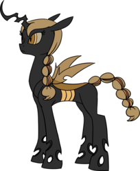Size: 1024x1254 | Tagged: safe, artist:albertwesker2111, artist:carnifex, oc, oc only, oc:mirage, changeling, changeling queen, brown changeling, changeling queen oc, colored, commission, female, simple background, solo, transparent background, vector