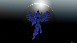 Size: 4000x2243 | Tagged: safe, artist:strachattack, princess luna, g4, luna eclipsed, female, flying, moon, solo