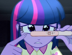 Size: 464x357 | Tagged: safe, edit, twilight sparkle, equestria girls, g4, my little pony equestria girls: rainbow rocks, clothes, female, frown, looking at you, meme, nervous, pajamas, pregnancy test, pregnancy test meme, solo, twilight sparkle (alicorn)