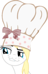 Size: 256x394 | Tagged: safe, artist:hunter1337, oc, oc only, oc:aryanne, blonde, bow, bust, chef, cooking mama, cooking with aryanne, faic, female, hat, portrait, simple background, smiling, smug, smugdash, solo, transparent background, vector