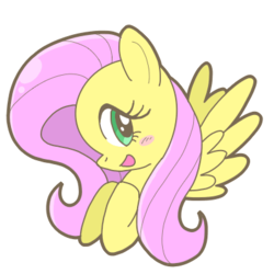 Size: 400x400 | Tagged: dead source, safe, artist:mido, fluttershy, pegasus, pony, g4, female, pixiv, simple background, solo, white background