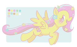 Size: 541x334 | Tagged: dead source, safe, artist:mido, fluttershy, pegasus, pony, g4, female, flower in hair, passepartout, pixiv, solo