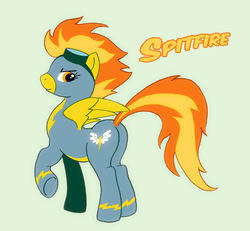 Size: 788x728 | Tagged: artist needed, safe, spitfire, g4, butt, female, goggles, plot, solo, wonderbolts uniform
