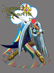 Size: 888x1200 | Tagged: safe, artist:fellroar86, rainbow dash, anthro, legends of equestria, g4, armor, badass, female, solo, sword