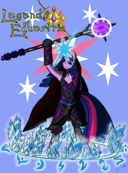 Size: 888x1200 | Tagged: safe, artist:fellroar86, twilight sparkle, anthro, legends of equestria, g4, badass, female, magic, magic circle, runes, solo, staff