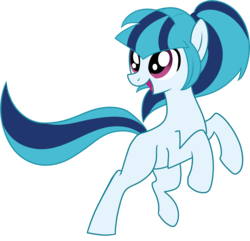 Size: 2128x2052 | Tagged: safe, artist:mishti14, sonata dusk, earth pony, pony, equestria girls, g4, my little pony equestria girls: rainbow rocks, blank flank, cute, earth pony sonata dusk, equestria girls ponified, female, high res, ponified, ponytail, rearing, simple background, smiling, solo, sonatabetes