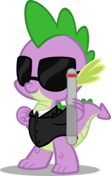 Size: 1343x2124 | Tagged: safe, artist:zacatron94, spike, dragon, g4, agent sp, clothes, costume, dragon in black, halloween, halloween costume, holiday, male, men in black, neuralizer, nightmare night, nightmare night costume, simple background, solo, suit, sunglasses, transparent background, vector