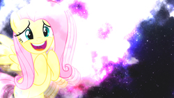 Size: 1920x1080 | Tagged: safe, artist:antylavx, artist:missbeigepony, fluttershy, pegasus, pony, g4, cute, female, lens flare, mare, solo, space, vector, wallpaper