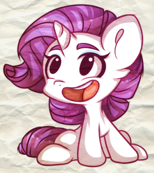 Size: 2304x2591 | Tagged: safe, artist:pastelflakes, rarity, g4, chibi, female, happy, high res, sitting, smiling, solo