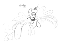 Size: 1280x720 | Tagged: safe, artist:darkflame75, princess luna, lunadoodle, g4, female, looking at you, sketch, solo, spread wings