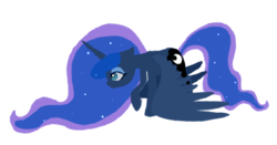 Size: 494x259 | Tagged: safe, artist:breadcipher, princess luna, lunadoodle, g4, female, raised hoof, simple background, solo, spread wings, transparent background