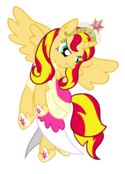 Size: 2406x3348 | Tagged: dead source, safe, artist:ii-art, sunset shimmer, alicorn, pony, equestria girls, g4, alicornified, alternate universe, big crown thingy, clothes, clothes swap, coronation dress, dress, female, high res, princess, race swap, shimmercorn, simple background, solo, transparent background