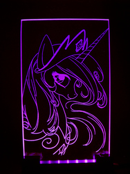 Size: 900x1200 | Tagged: safe, artist:andres ponce, artist:ksander-zen, princess celestia, g4, craft, engraving, glowing, irl, led, photo, solo