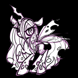 Size: 425x425 | Tagged: safe, artist:awbt, queen chrysalis, changeling, changeling queen, g4, female, pixiv, quadrupedal, sketch, solo